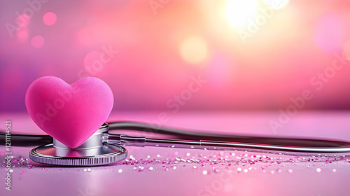 Pink Heart Rests on Stethos...
