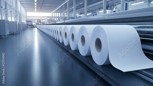White Paper Rolls on Convey...