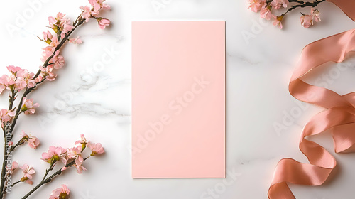 Pink Flowers, Ribbon, and B...
