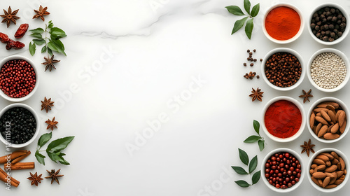 Spices and Herbs Frame a Bl...