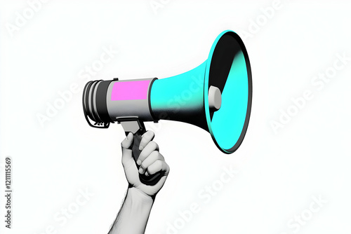 Hand Holds Megaphone with B...