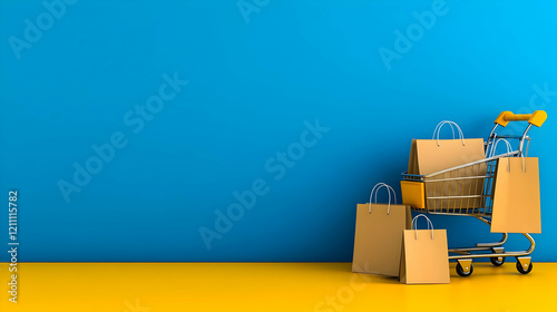 Shopping Cart with Paper Ba...