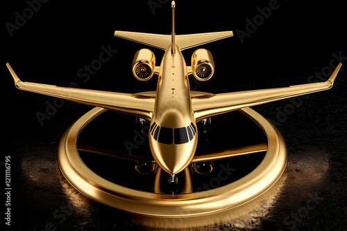 Golden Jet Airplane on a Ro...