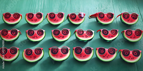 Watermelon slices wear pink...