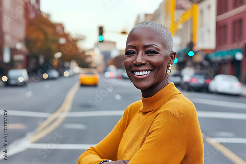 Confident Woman Smiles on C...