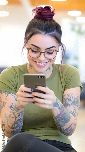Smiling Young Woman with Ta...