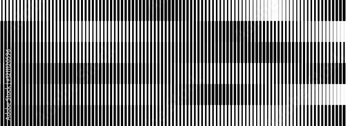 Black and white striped halftone gradient. Fading line gradation background. Repeating linear pattern backdrop. Parallel lines wallpaper for overlay, print, cover. Vector Doppler effect strip concept