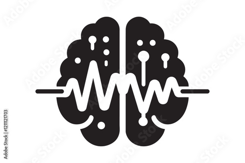 Brain Wave Icon Silhouette Vector Illustration