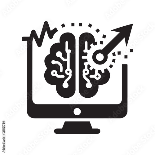 Brain Wave Icon Silhouette Vector Illustration