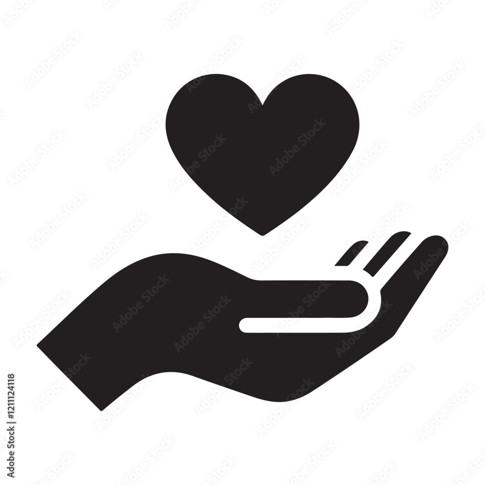 Heart in hand icon. vector illustration Heart in hand icon. vector illustration