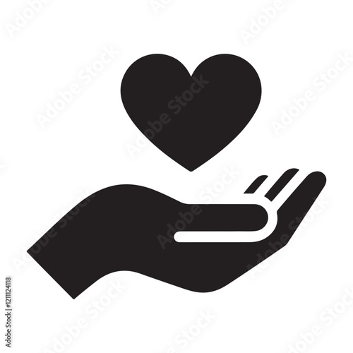 Heart in hand icon. vector illustration