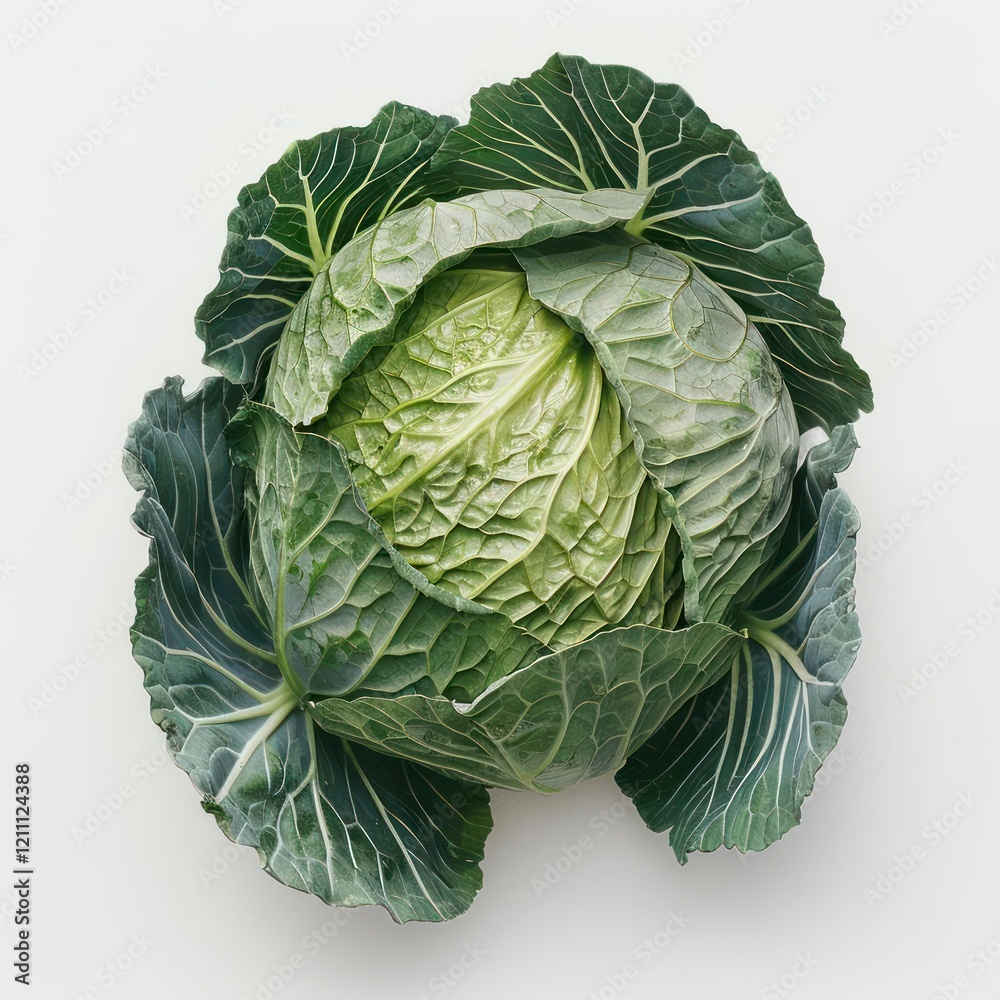 Fototapeta premium A head of cabbage with large green leaves