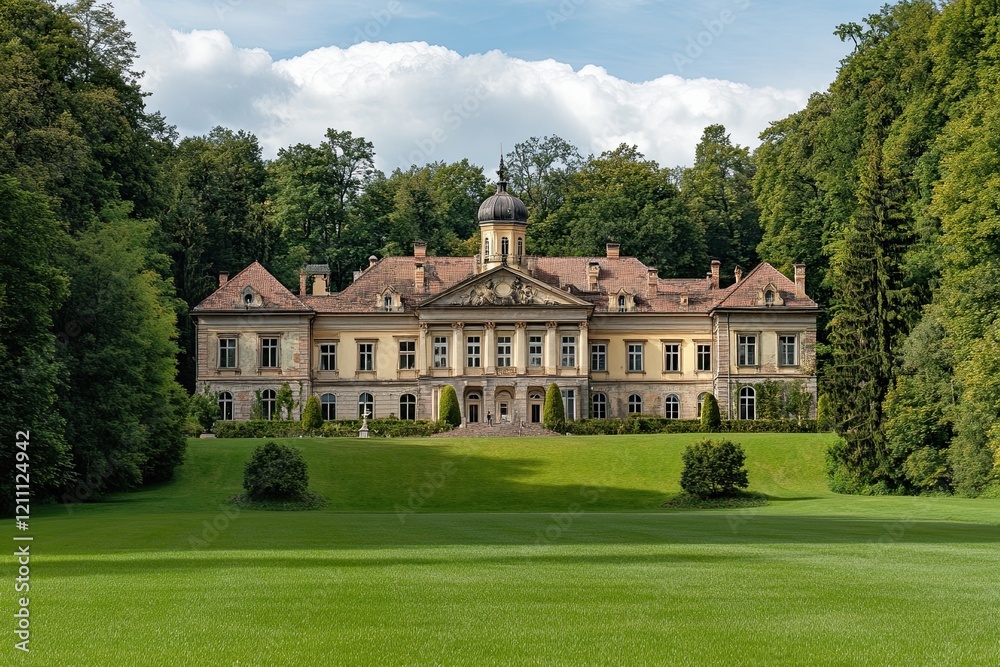 Palace grounds summer estate lush lawn Palace grounds summer estate lush lawn