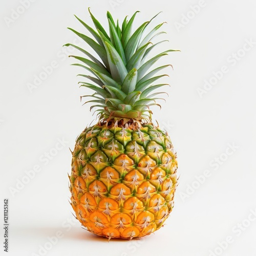 A pineapple fruit with green leaves on top photo