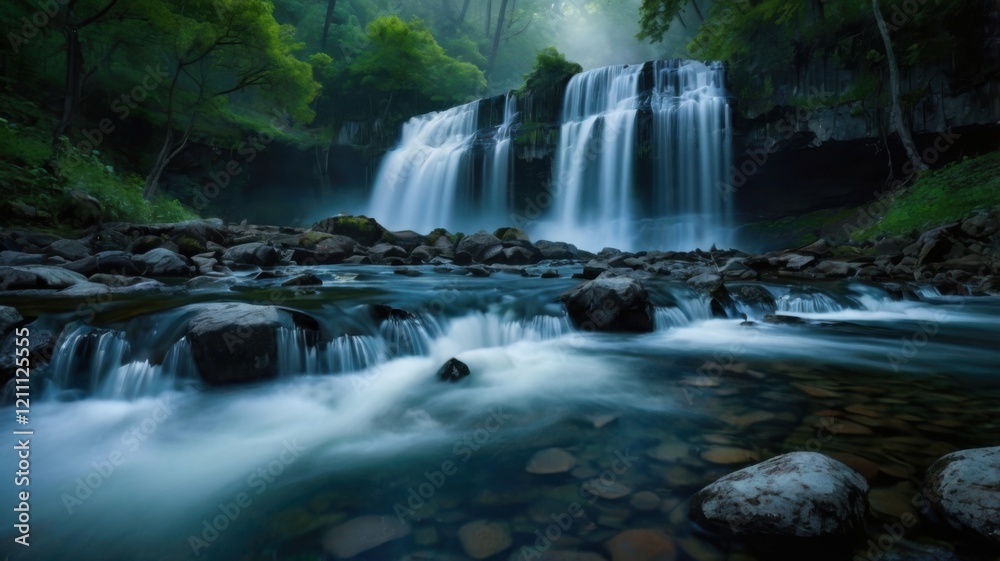 Fototapeta premium Mystical Forest Waterfall