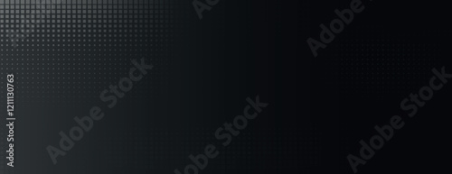 Dark black background with a gradient and dotted texture. Black background with a modern, sleek style. Background is smooth and elegant. Minimal halftone texture, halftone dotted background vector
