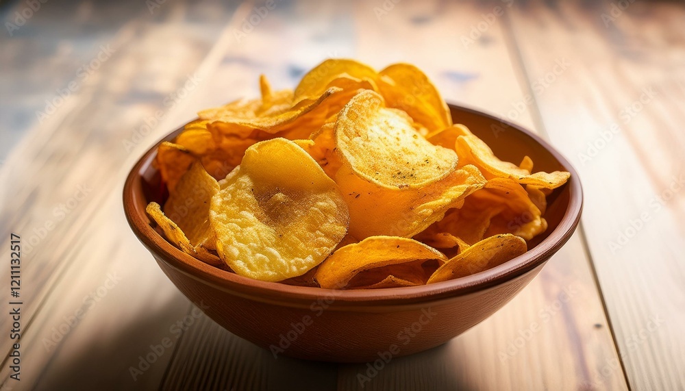 Crispy potato chips in a bowl.