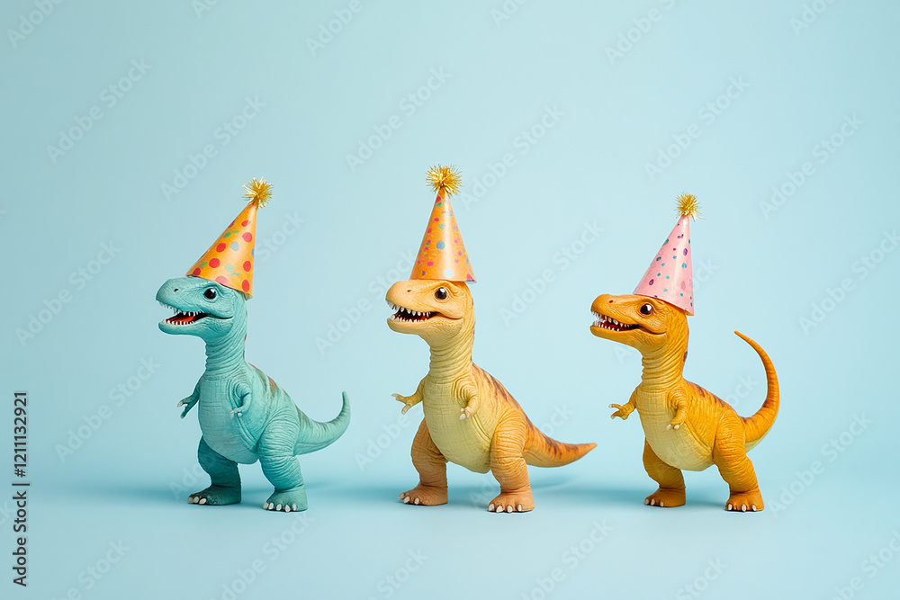Fototapeta premium Dinosaurs with Party Hats