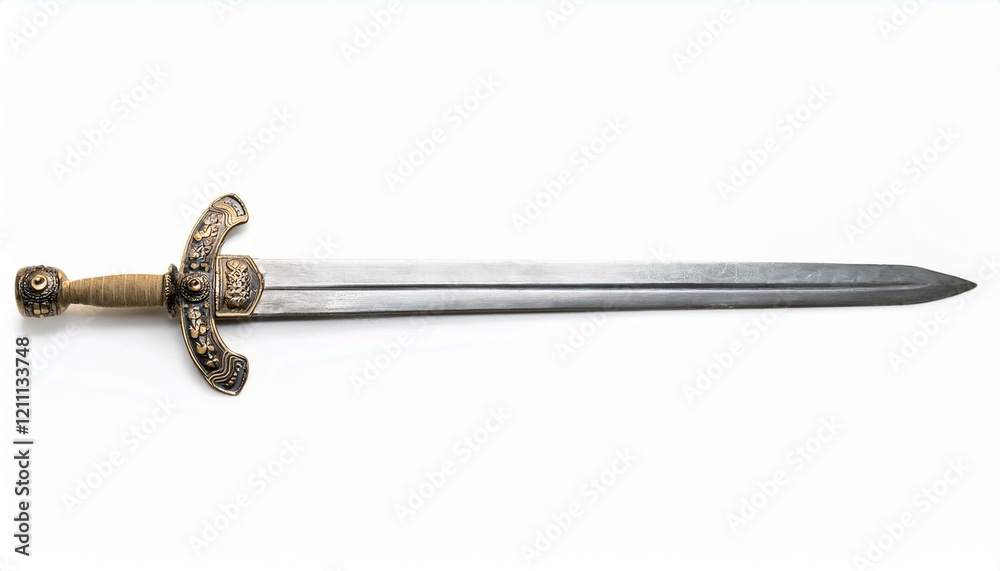 Ornate medieval sword on white background. Ornate medieval sword on white background.