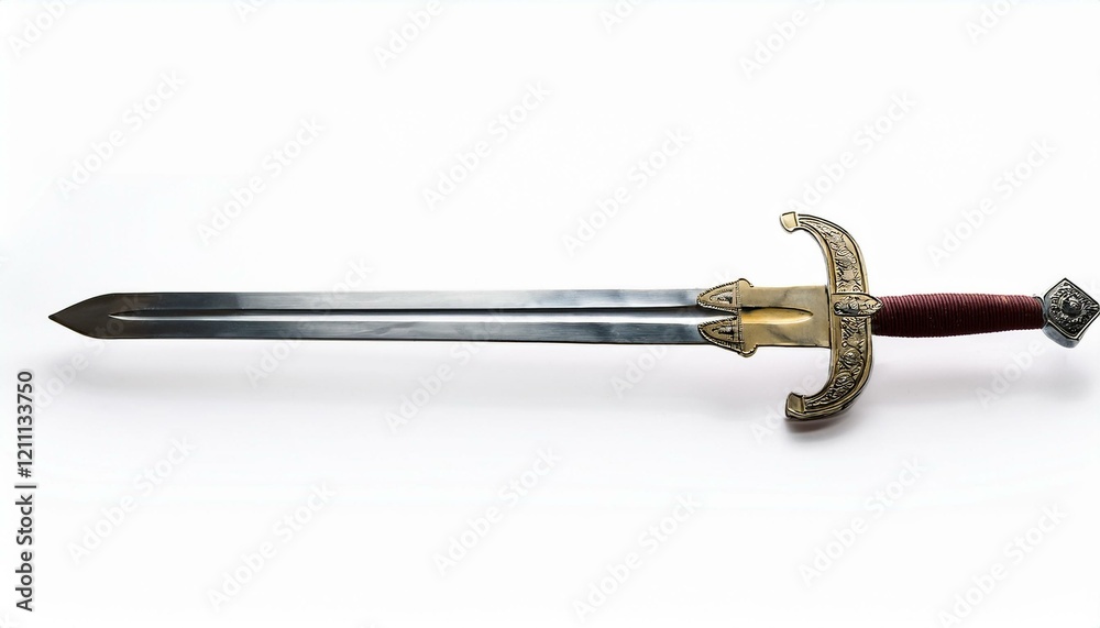 Ornate medieval sword on white background. Ornate medieval sword on white background.