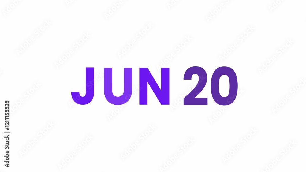 20th June calendar icon animation. Alpha matte with transparent background 4K resolution. 20th June calendar icon animation. Alpha matte with transparent background 4K resolution.