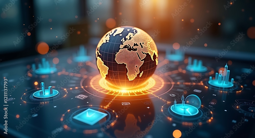 Fototapeta premium Global Network Data Visualization Futuristic Technology