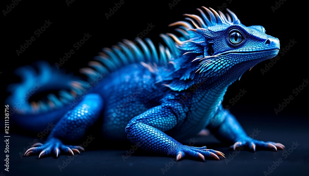 Fototapeta premium Stunning Blue Dragon Lizard Fantasy Art Print