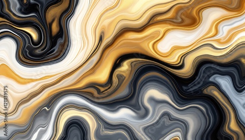 Abstract Gold Black Marble Texture Art Print