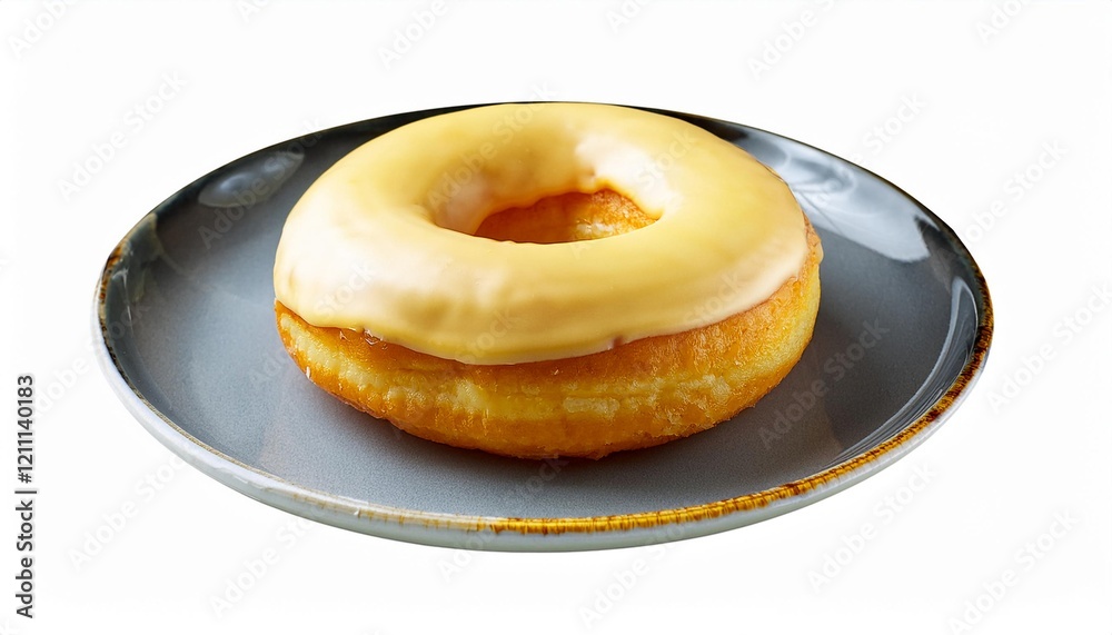 Banana Donut with Glaze Toping on White Background Isolated Banana Donut with Glaze Toping on White Background Isolated