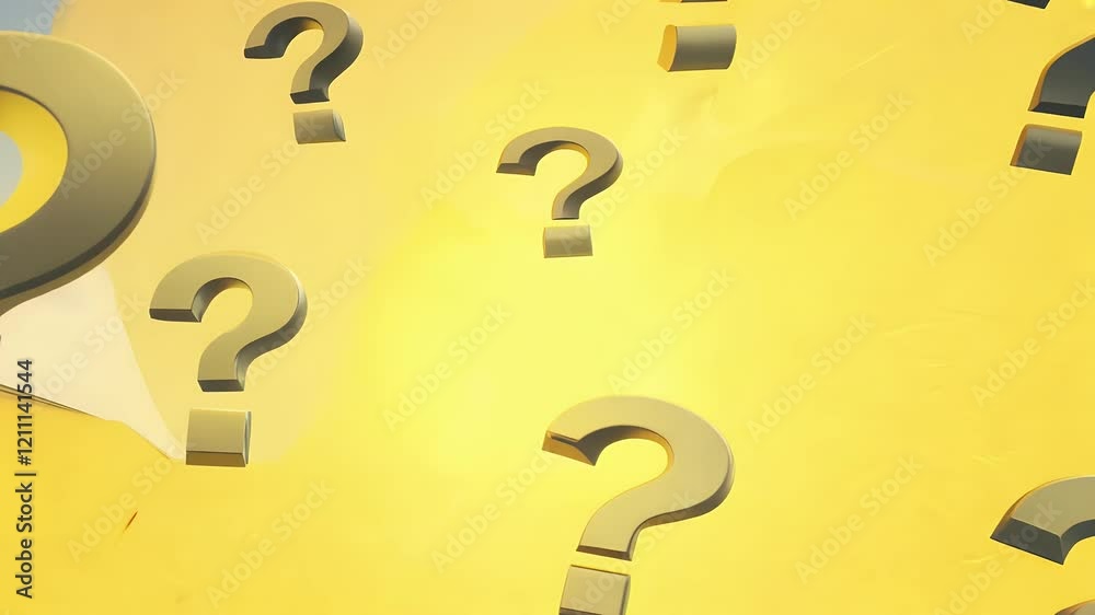 Question Rendered visually engaging 3D video rendered background with floating question ...