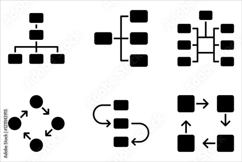 workflow icon set for startup business. Pictogram in outline style. Vector flat line icon on white background