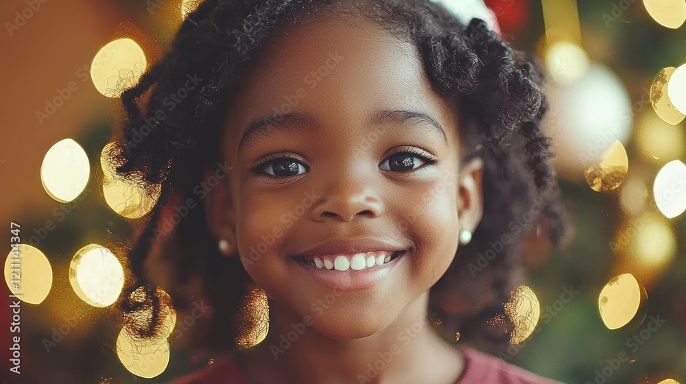 Joyful Child's Portrait Against Festive Lights Joyful Child's Portrait Against Festive Lights