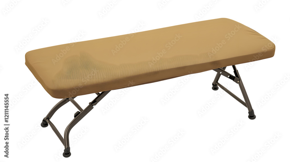 A compact ironing board with a foldable design and padded cover, displayed prominently in the center of a transparent background for a clean and practical appearance A compact ironing board with a foldable design and padded cover, displayed prominently in the center of a transparent background for a clean and practical appearance