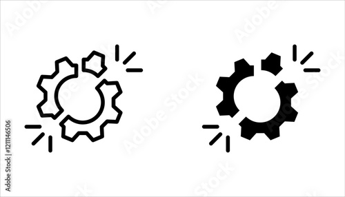 Disruption icon set. Simple creative element. broken gear symbol on white background