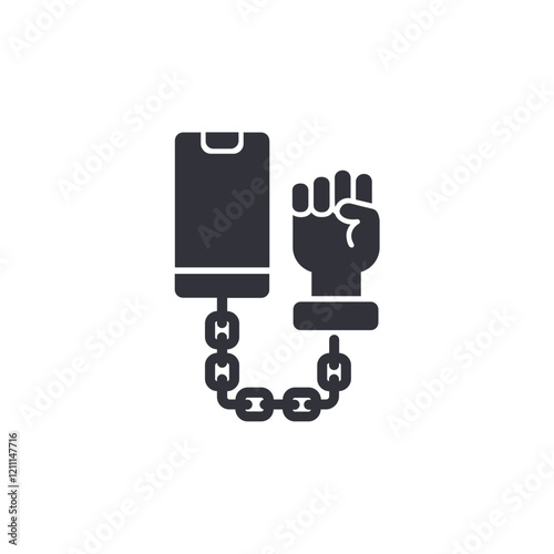 Phone addiction solid icons, minimalist vector illustration ,simple transparent graphic element .Isolated on white background