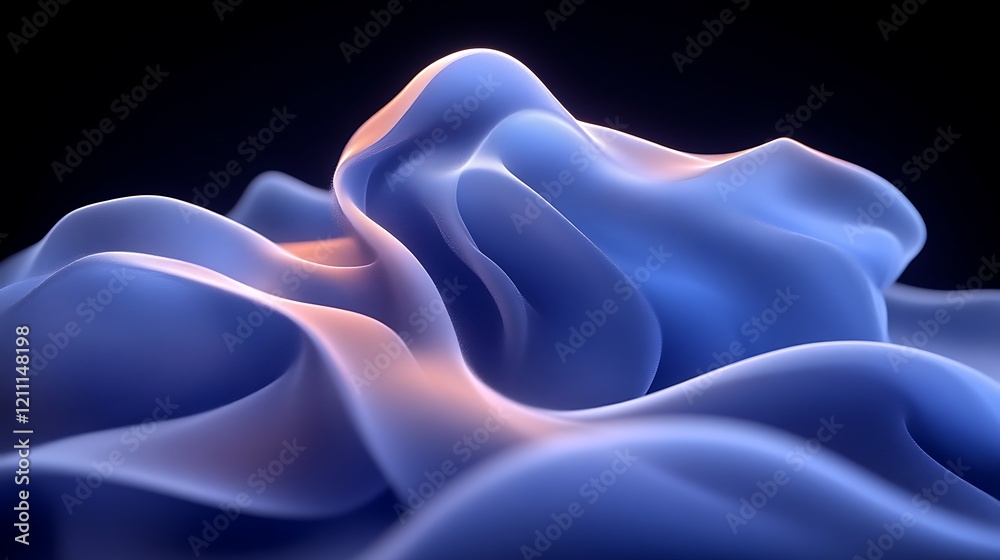 Obraz premium Abstract Blue Fabric Waves Softly Undulating