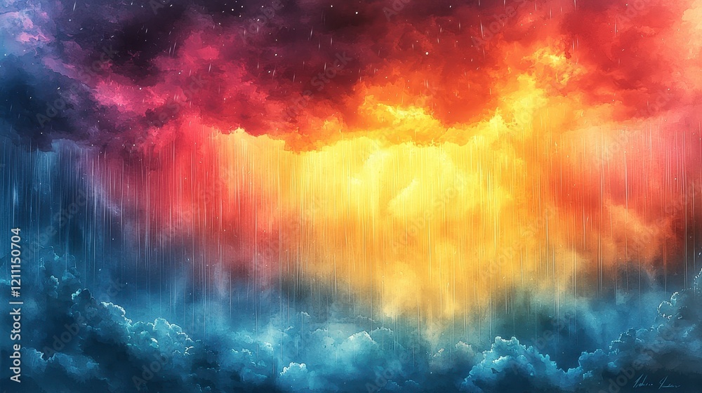 Colorful vibrant rain cloudscape. Colorful vibrant rain cloudscape.