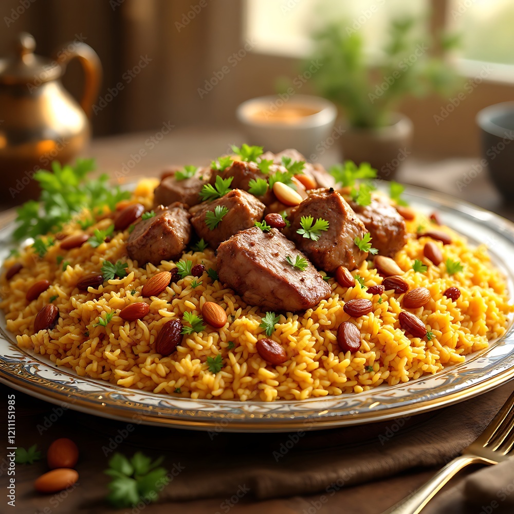 Golden Lamb and Saffron Rice: A Warm and Aromatic Culinary Delight Golden Lamb and Saffron Rice: A Warm and Aromatic Culinary Delight