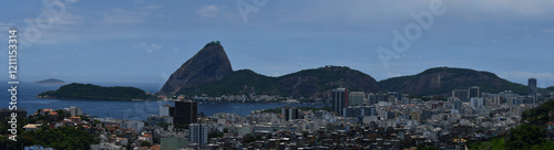 Wide panoramic view of Sugarloaf Mountain from Park of the Ruins, Santa Tereza neighborhood - Rio de Janeiro, Brazil photo