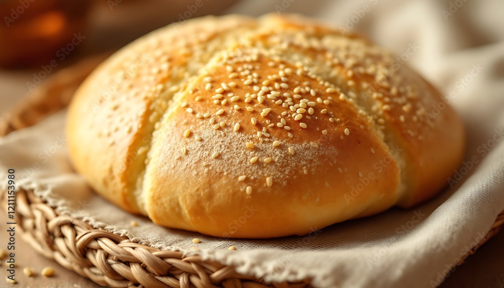 Golden Sesame Loaf: Rustic Baked Bread, Warm and inviting Golden Sesame Loaf: Rustic Baked Bread, Warm and inviting
