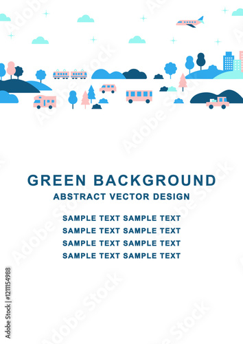 抽象的なエコ風景のデザイン | 交通手段 旅行 白背景 