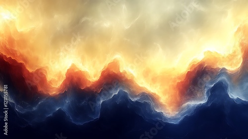 Abstract fiery and icy landscape digital art photo