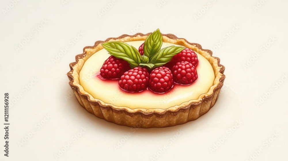 White Chocolate Raspberry Tart with Fresh Berries and Mint Leaves White Chocolate Raspberry Tart with Fresh Berries and Mint Leaves