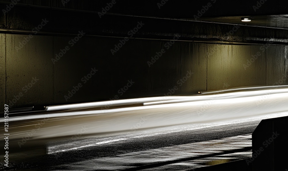 Night Traffic Speeds Through Tunnel Night Traffic Speeds Through Tunnel