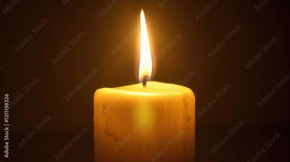 glowing candle illuminates darkness with its warm flame, creating serene and peaceful atmosphere. soft light enhances ambiance, perfect for relaxation or meditation glowing candle illuminates darkness with its warm flame, creating serene and peaceful atmosphere. soft light enhances ambiance, perfect for relaxation or meditation