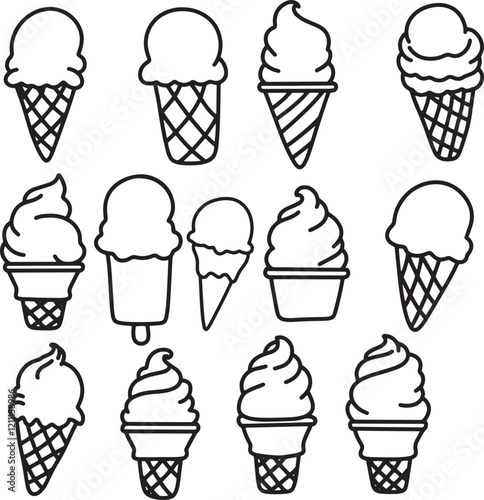 Hand-Drawn Outline of Ice Cream