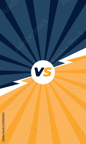 Versus. VS letters on a bright background. Vertical Concept of battle or competition. Duel between two players. Video games or fighting with competitors. Comic style design. Vector illustration