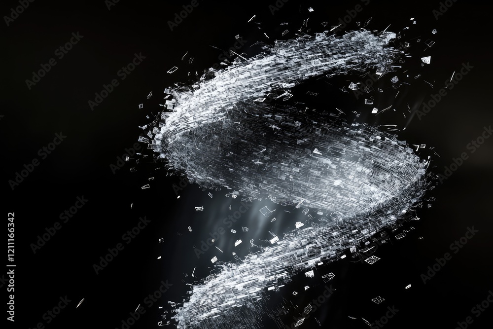 Obraz premium Abstract Spiral of Shattered Glass Fragments