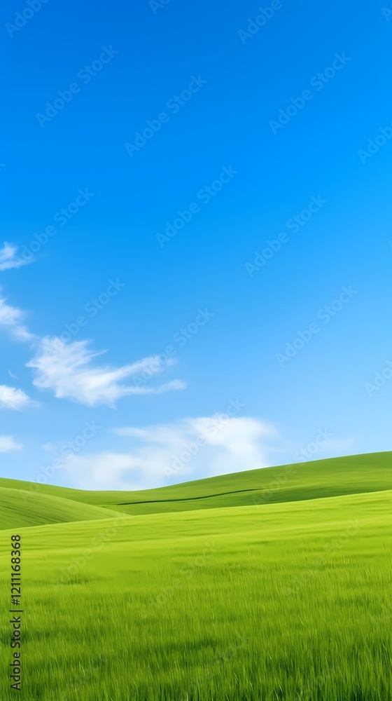 digital technology blue sky grass landscape poster background with generative digital technology blue sky grass landscape poster background with generative