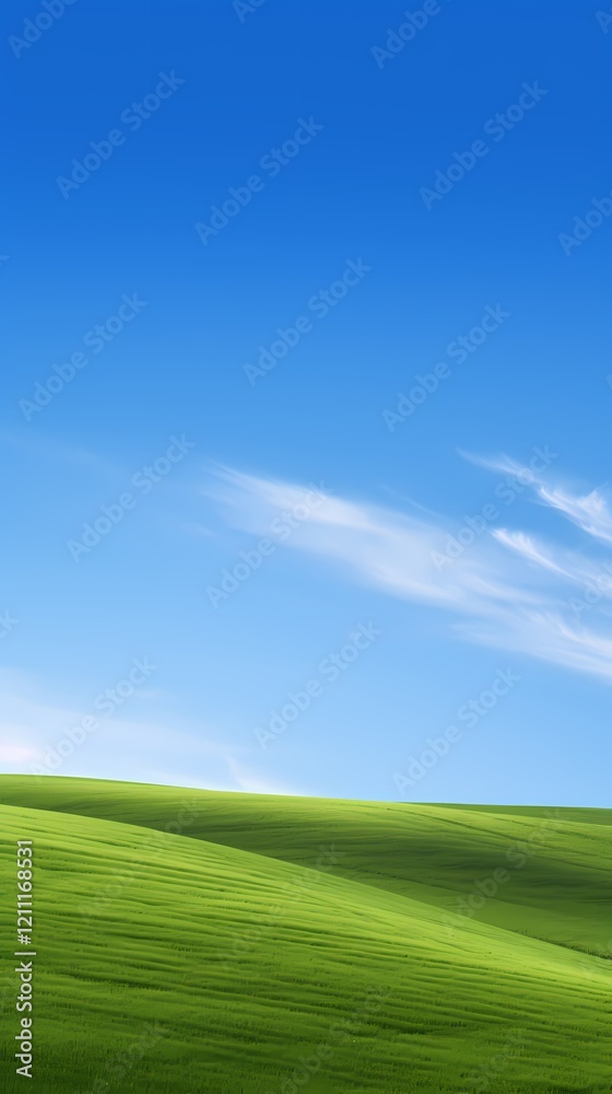 Fototapeta premium digital technology blue sky grass landscape poster background with generative